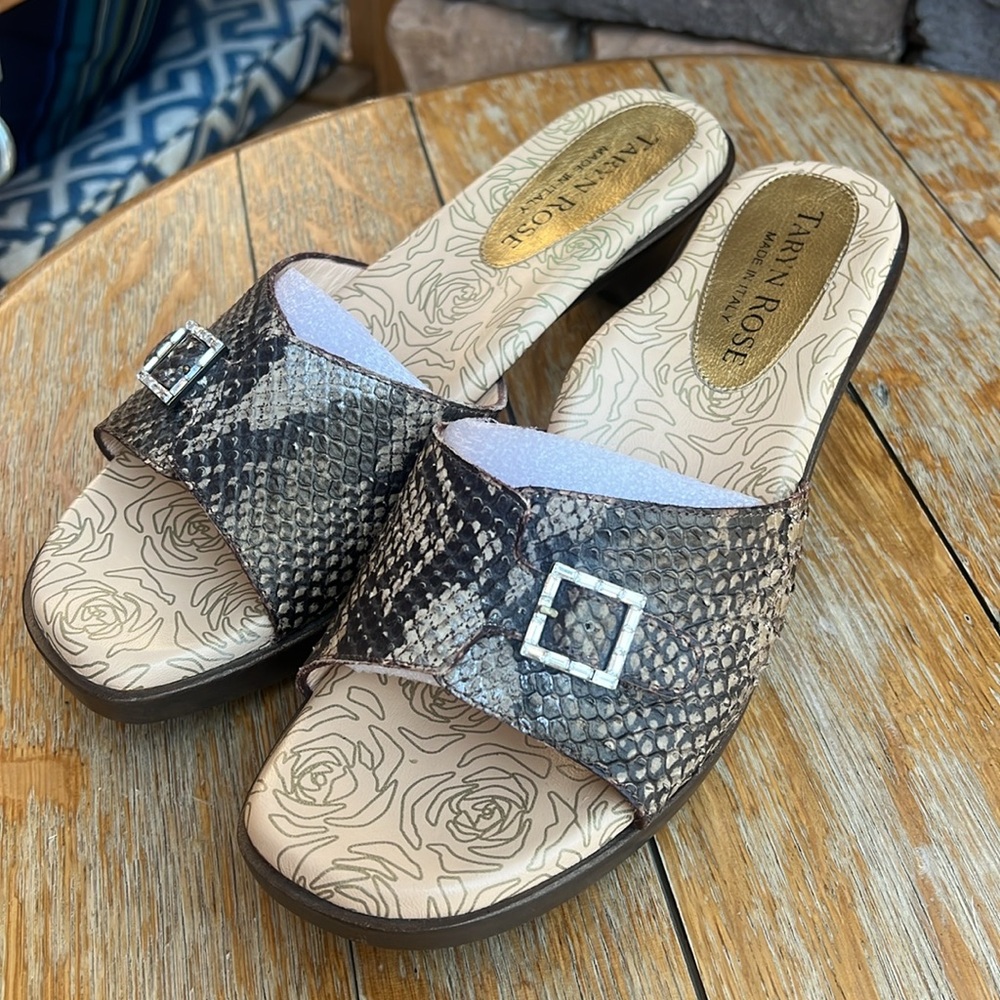 Taryn Rose Sandals Slip-On Gaby Python Snakeskin … - image 1
